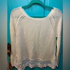 Frenchi Cream Festival Boho Sweater Lace